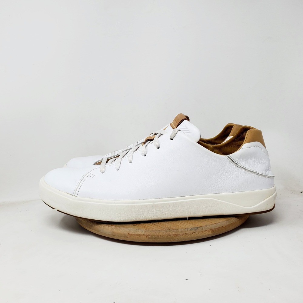 Olukai Lae'Ahi Li Ili Shoe Mens 12 White Leather Casual Fold Down Heel Sneaker